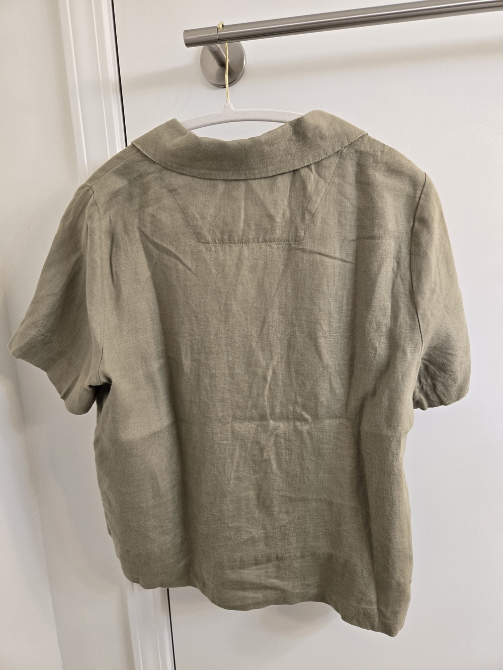 Quince 100% European Flax Linen Short Sleeve Shirt Olive Green Small CMA01 - Picture 4 of 15